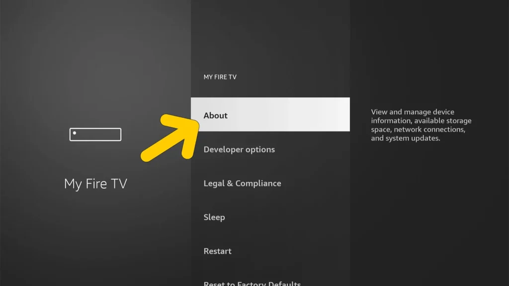 Firestick About Option