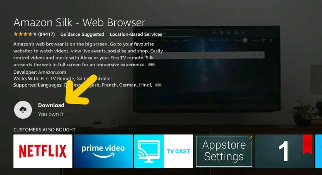 Silk Browser Download in Firestick