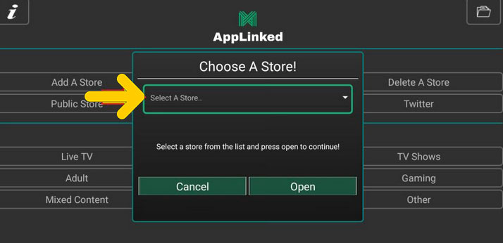 Select store in Applinked