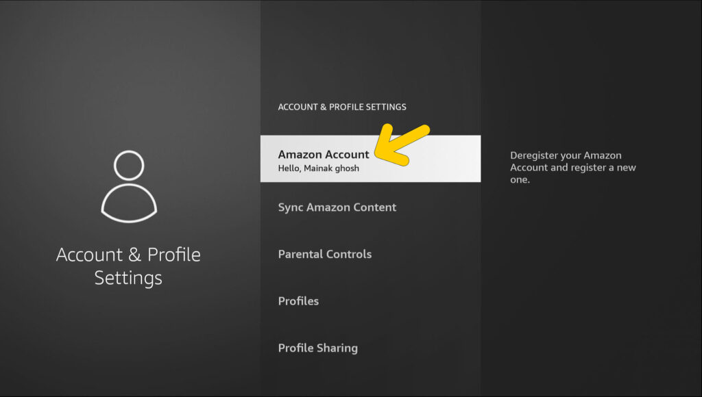 Amazon Account option