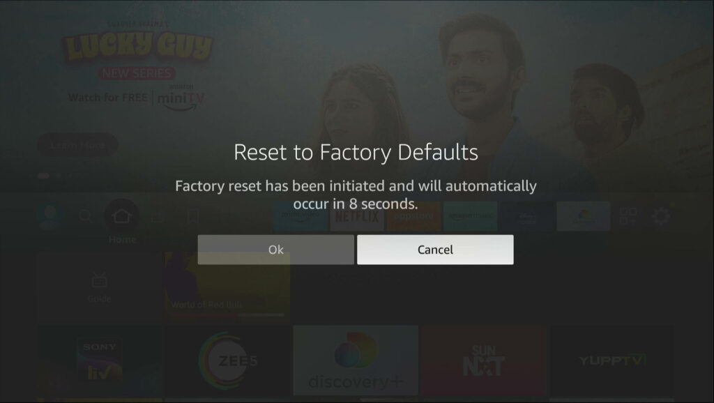 reset firestick using shortcut button