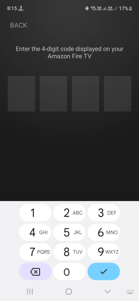 enter four-digit code in firetv app