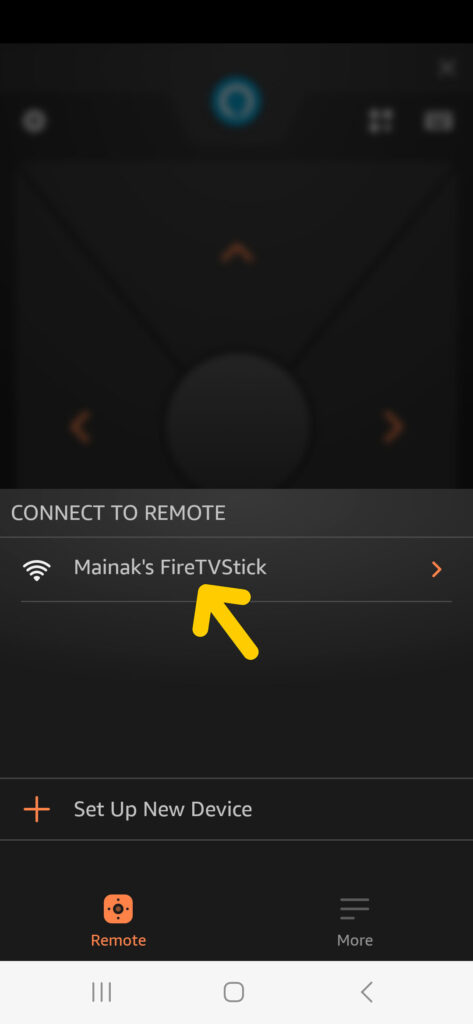 select firestick in firetv app