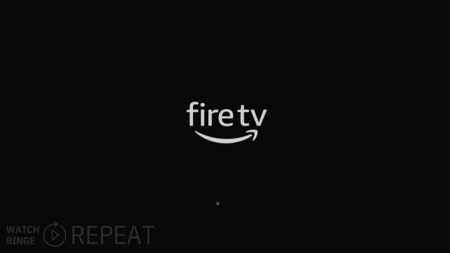 A dark startup screen for Fire TV with the logo centered 